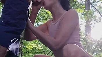 They Get Amused by Honks During Outdoor Blowjob in Woods