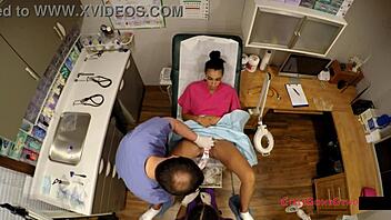 Behind the scenes, new nurses Angelica Cruz, Lenna Lux, and Reina gain clinical experience in latex gloves at the hospital with lactating fetish elements.