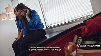 hey officers, is this how you inspect someone? victoria voxx, nicole aria, and casey calvert dive into wild fisting and rimjob action at work