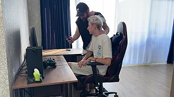 In a steamy lesson, a muscular man guides a young student through intense anal and squirting techniques with his girlfriend