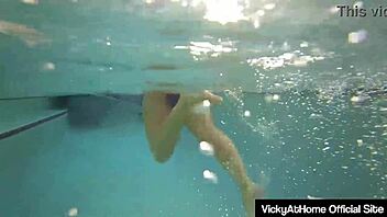 Milf Vicky Vette and friend Teal Conrad eat pussy by the pool.