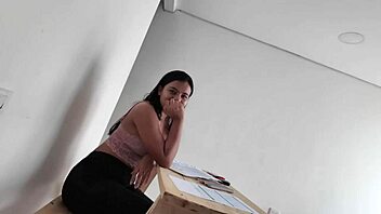 Student gets help with her homework from colombian amateur