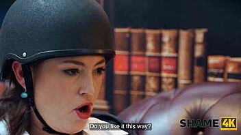 Will this kinky cowgirl get caught by her student during intense masturbation session