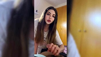 Horny petite neighbor rides cock cowgirl style in homemade pov.