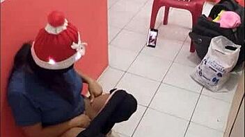 hey, check out this sexy nurse flashing her ass in the hospital corridor on christmas eve while waiting for her boyfriend to come over