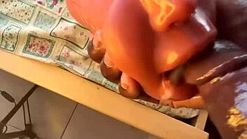 Sextoy deep throat after work, I came so fast with that monster cock pov cumshot! 🍆💦