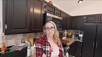 my friend's hot therapist mom helps with divorce in emotional bedroom session