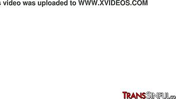 I love how hot lingerie tranny Janelle Fennec swallows cum after intense anal pounding