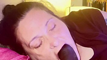 hot thick midget slurping and sucking on bbc with deepthroat gagging in bedroom close up