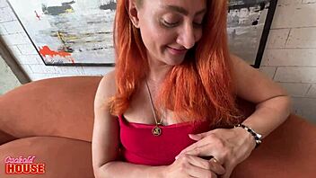 Insatiable redhead wife takes it in the ass during cuckold house session. You ready for this threesome with panties and close-up action?