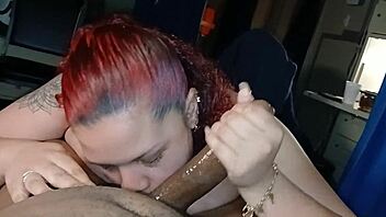 Curvy Redhead Sucks And Swallows