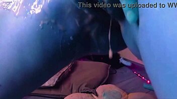 Tattooed blue slut with huge tits gets fucked hard by machine 😈🔥