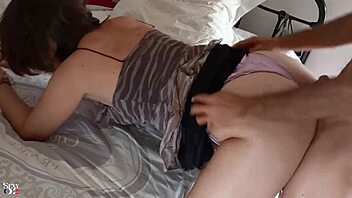 Fucked in zebra dress with purple satin panties, adding rimjob and doggystyle for extra thrill