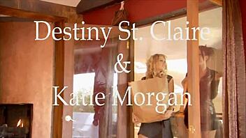 KATIE MORGAN And DESTINY 18+ Get HORNY In LESBIAN SCISSORING Action!