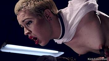 Blonde in Doggy Bondage Gets Caned - Is This Rough BDSM Pain Play Turning You On?