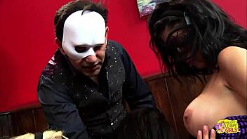 two thick lesbos munch on pussy as the busty brunette bimbo rides a thick cock