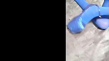 Feeling Sexy In Pantyhose And Blue High Heels