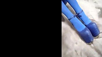 Feeling Sexy In Pantyhose And Blue High Heels