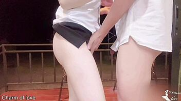 Teacher Fucks Skinny Asian Female Student Outside Balcony Doggystyle Bent Over Homemade Creampie Fucking!