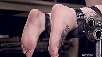 Blonde in Doggy Bondage Gets Caned - Is This Rough BDSM Pain Play Turning You On?