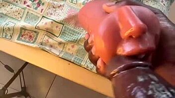 Sextoy deep throat after work, I came so fast with that monster cock pov cumshot! 🍆💦