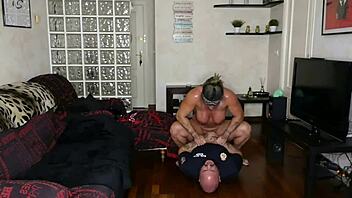 muscular policeman with big clit and tits arrests but ends up fucking me instead