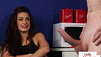 British office voyeur teases with dirty talk while encouraging sub to jerk in humiliating CFNM session