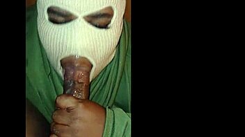 Masked girl gives super sloppy deep throat blowjob