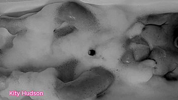 kity hudson enjoys bath time with hairy pussy toy orgasm in homemade video