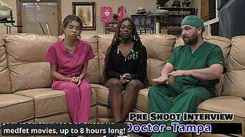 i examine student intern giggles in latex gloves at hospital