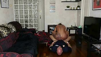 muscular policeman with big clit and tits arrests but ends up fucking me instead