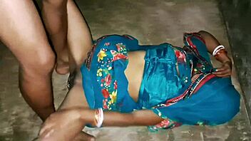 Indian village woman engages in intense intimate encounter with a playful partner.