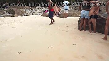 melissa hot double penetrated at nude beach with people watching dp anal gapes public sex voyeur atm