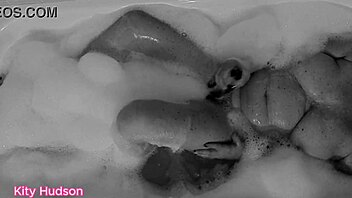 kity hudson enjoys bath time with hairy pussy toy orgasm in homemade video