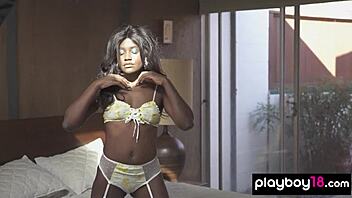 Passionate ebony beauty Victoria Antoinette reveals her tight black pussy