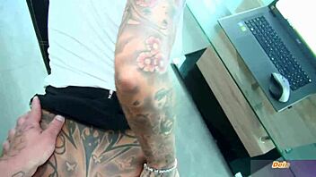 in this everyday story, the german secretary milf with BIG TITS and glasses seduces her boss in the office. they go bareback in a comic roleplay without condom.