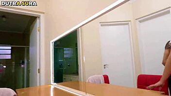 Blonde skinny teen with small tits gets drilled doggystyle and missionary by huge cock ending in facial cumshot while cuckold watches