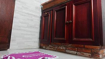 Real housewife seduces plumber with big ass licking and wet pussy action in tight workout