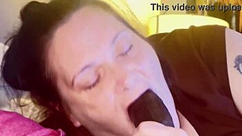 hot thick midget slurping and sucking on bbc with deepthroat gagging in bedroom close up