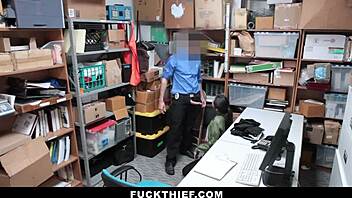 Oh man, I got caught stealing and now I'm in this wild garage pounding with the officer.