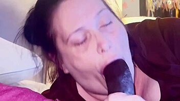 hot thick midget slurping and sucking on bbc with deepthroat gagging in bedroom close up
