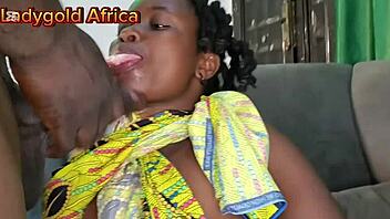 Horny Black Girl Deep Throats Monster Cock In Village!