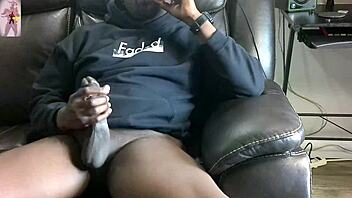 Sir Maxximus Stroking His Monster Big Black Cock Solo On Sofa With Feet And Toes Fetish Spreading