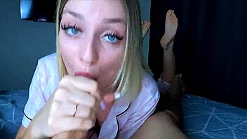 Teen In Pajamas Sucks Cock And Plays With Cum