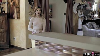 Petite babysitter fucks big cock on phone with boyfriend