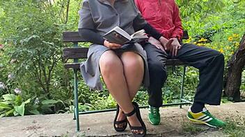 Why does this mature bbw with big ass and saggy tits flash outdoors during exam prep?