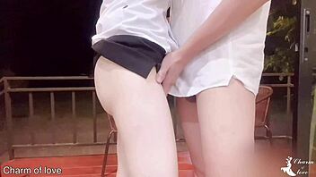 Teacher Fucks Skinny Asian Female Student Outside Balcony Doggystyle Bent Over Homemade Creampie Fucking!