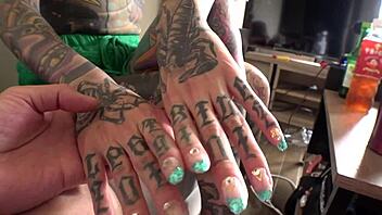 Intriguing homemade video shows tattooed Asian woman from Japan getting aroused during deep kissing and licking.