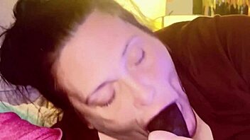 hot thick midget slurping and sucking on bbc with deepthroat gagging in bedroom close up