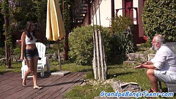 Busty 18yo European Jizzed on Ass by Old Man!